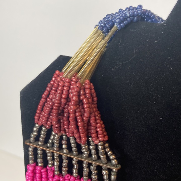 25" Large Pink Beaded Statement Necklace Multi Strand - Picture 7 of 13